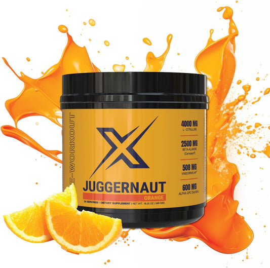 Infinite Labs Juggernaut X Pre-Workout Supplement - Orange Flavor, Enhances Strength, Endurance, Energy - L-Citrulline, Beta-Alanine, Creatine, VasoDrive - 30 Servings