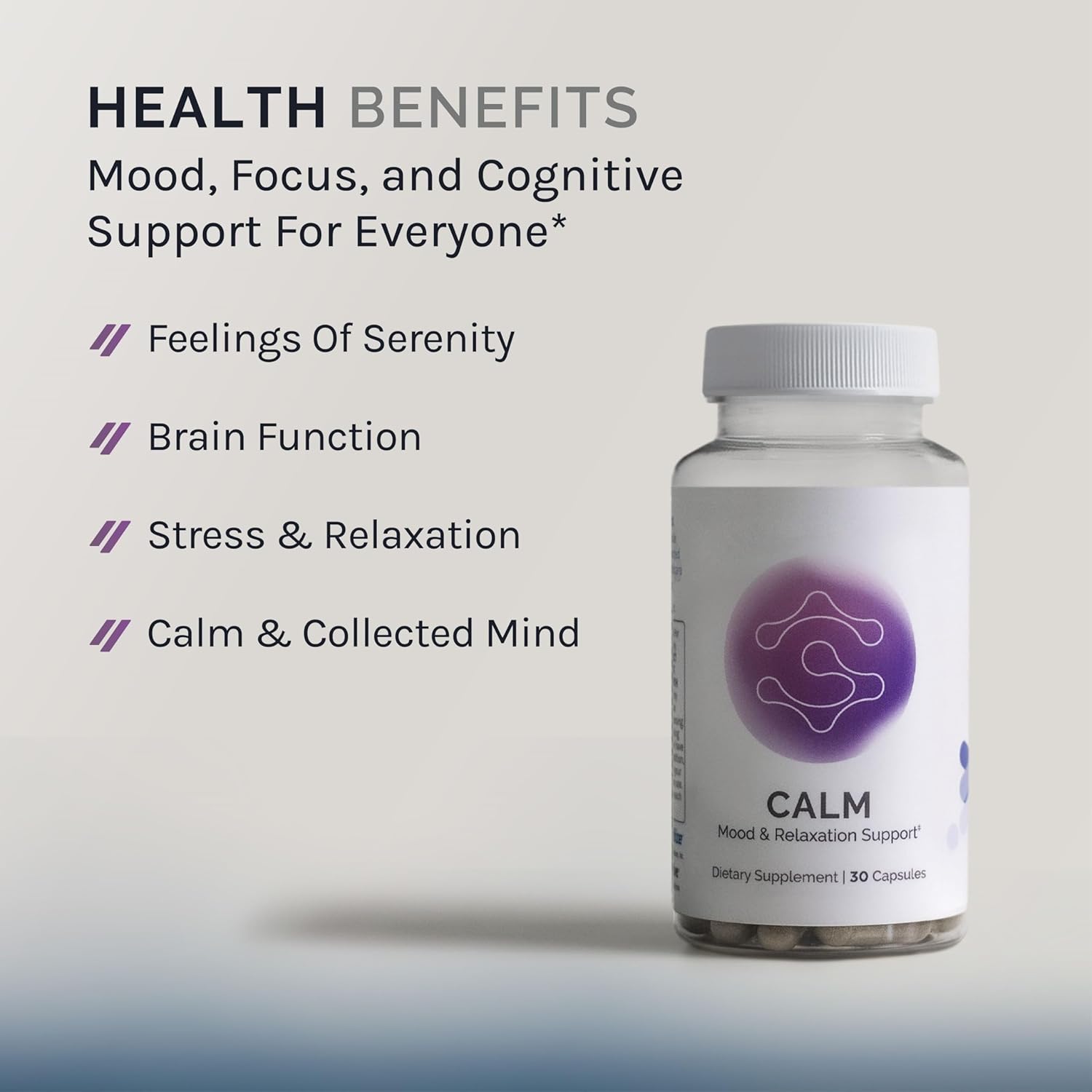 InfiniWell Calm Mood & Relaxation Support Capsules - Stress & Cognitive Supplement with L-Theanine & BaCognize - 30 Servings