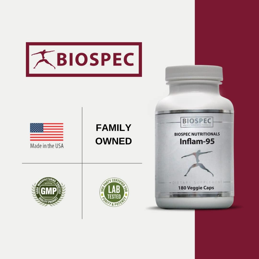Inflam-95 Supplement with Ginger Root, Curcumin, Boswellia, Nettle Leaf, Bioperine for Healthy Inflammatory Response