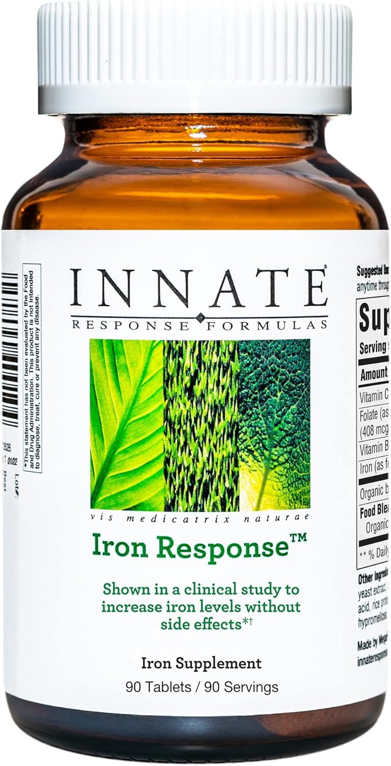 INNATE Response Formulas Iron Response Tablets - Vegan Iron Supplement - Clinically Proven to Boost Iron Levels - Non-GMO & Kosher - 90 Tablets