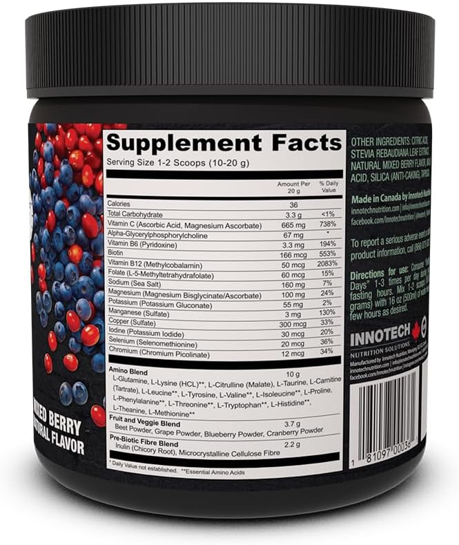 INNOTECH Nutrition Mixed Berry Fasting Days Intermittent Fasting Drink Mix - 360g with 42 Essential Ingredients