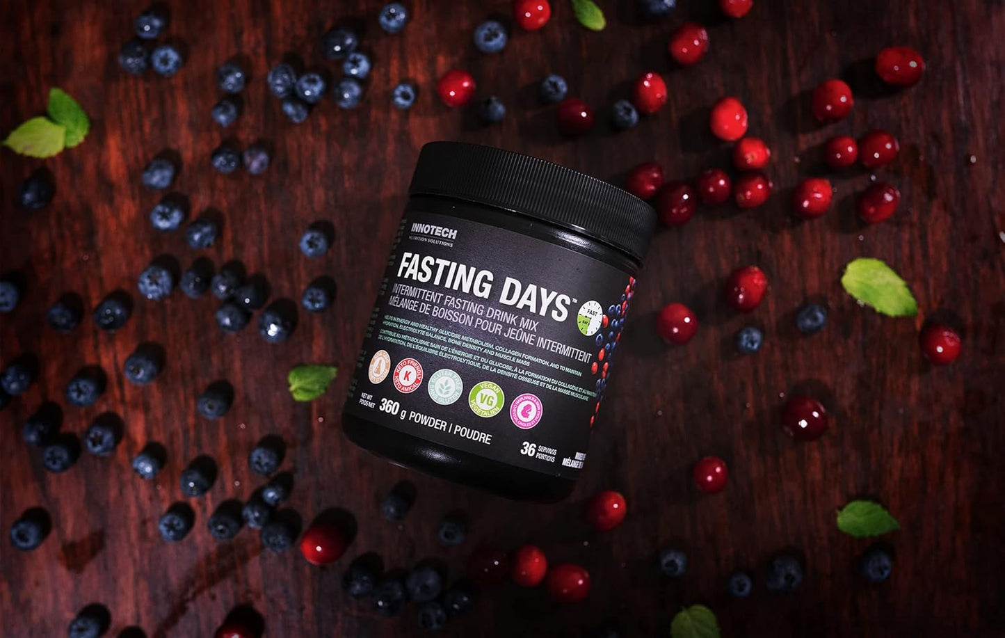 INNOTECH Nutrition Mixed Berry Fasting Days Intermittent Fasting Drink Mix - 360g with 42 Essential Ingredients