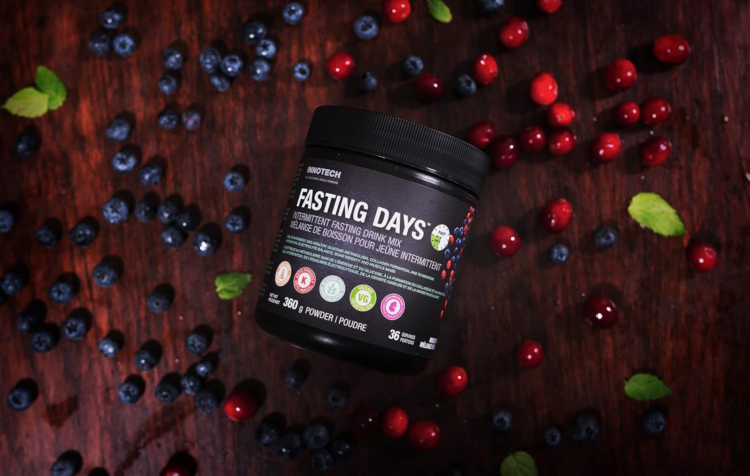 INNOTECH Nutrition Mixed Berry Fasting Days Intermittent Fasting Drink Mix - 360g with 42 Essential Ingredients
