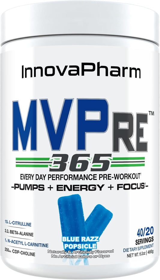 InnovaPharm MVPRE 365 Blue Razz Popsicle - Energy-Boosting Supplement with a Refreshing Berry Flavor
