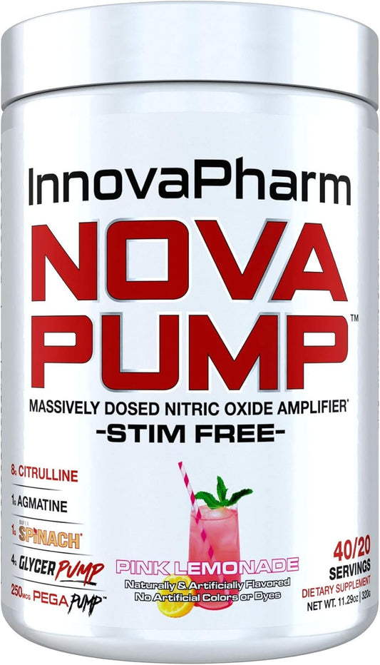 InnovaPharm NOVAPUMP Pink Lemonade Pre-Workout Supplement 11.2 oz