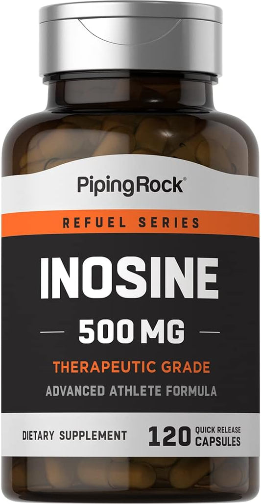 Inosine 500mg Capsules for Advanced Athletes | 120 Count | Therapeutic Grade Non-GMO, Gluten-Free Supplement by Piping Rock