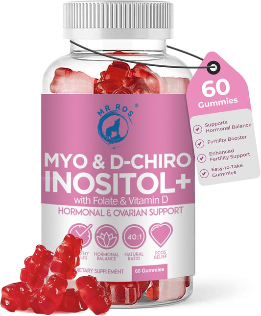 Inositol Gummies with Folate & Vitamin D - 60 Gummies, Myo & D-Chiro Inositol Blend, 40:1 Ratio