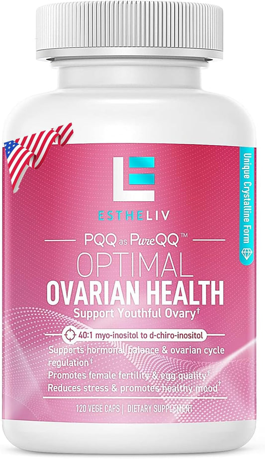 Inositol Ovarian Health Support Supplements for Women - Myo-Inositol & D-Chiro-Inositol Dietary Supplement for Female Hormone Balance - 120 VegeCaps
