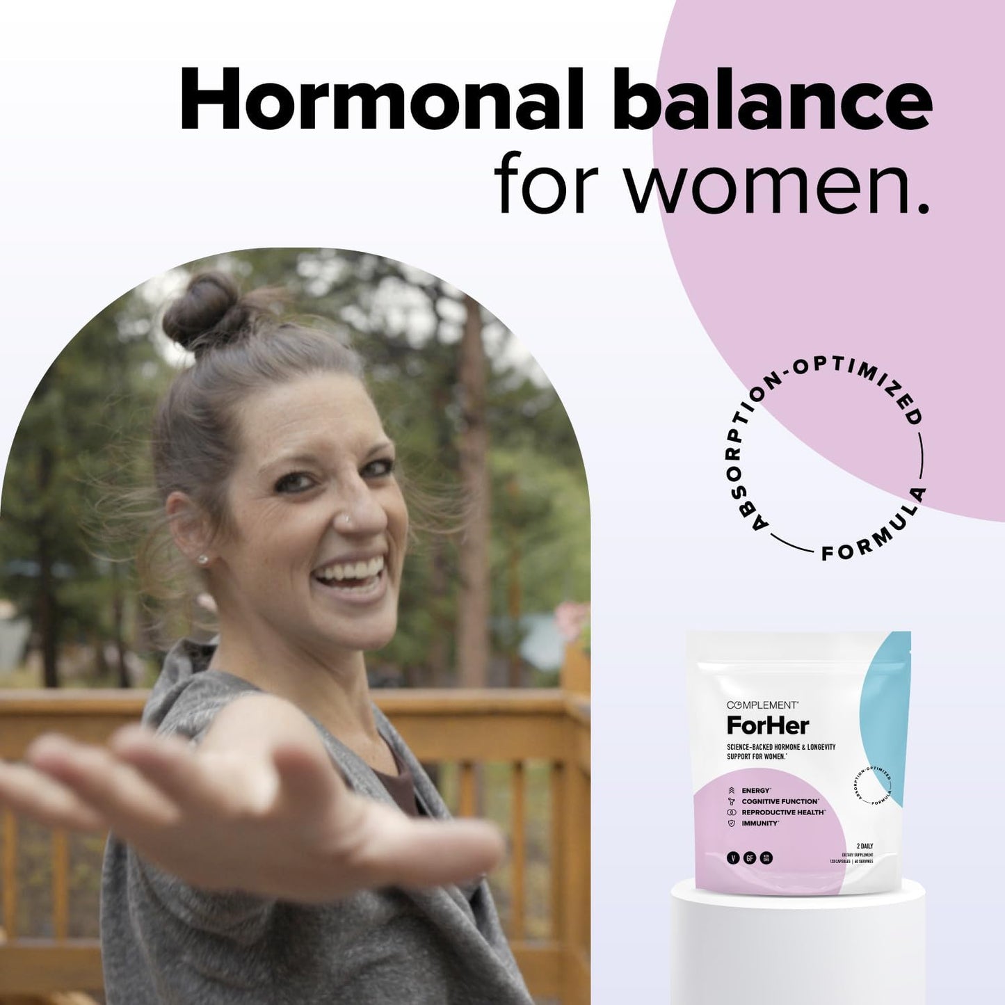 Inositol Supplement for Women - Hormone Balance & Longevity Support - 120 Capsules - Complement ForHer Multivitamin