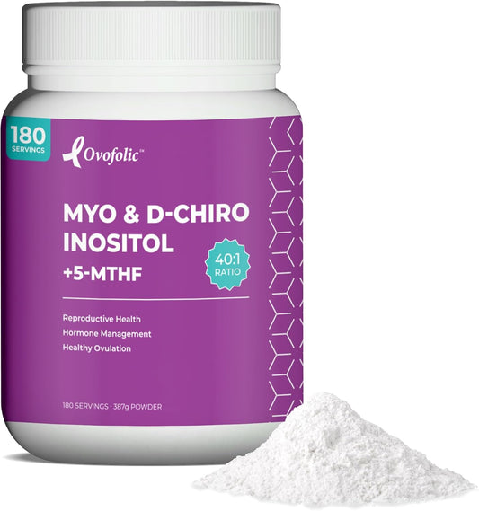 Inositol Supplement with Active Folate for Hormone Balance - 40:1 Ratio - 180 Servings, 387g Jar