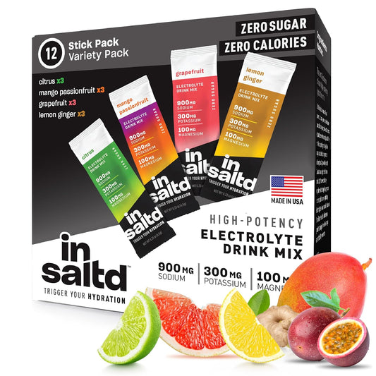 INSALTD™ Keto Electrolyte Drinks Variety Pack - No Stevia Aftertaste | Sugar Free Electrolytes Powder Packets for Intermittent Fasting | High-Potency Hydration - 12 Pack