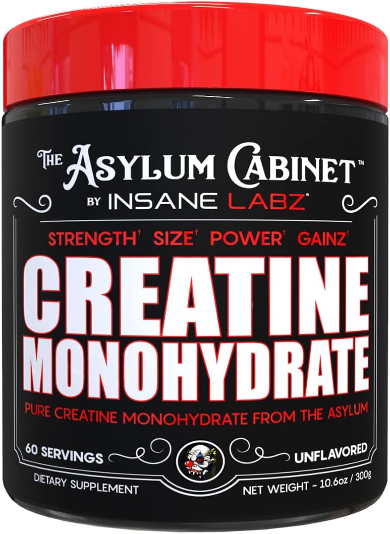 Insane Labz Creatine Monohydrate Powder for Pre and Post Workout - Unflavored, 60 Servings, Boost Strength and Power