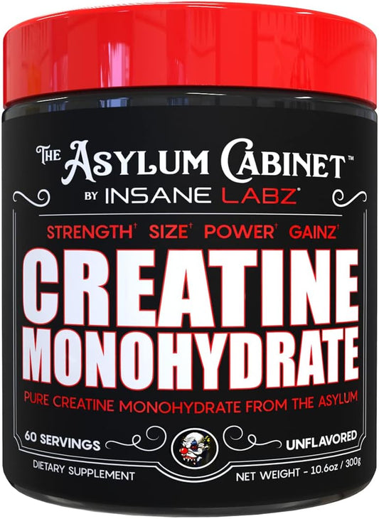 Insane Labz Creatine Monohydrate Powder for Pre and Post Workout - Unflavored, 60 Servings, Boost Strength and Power