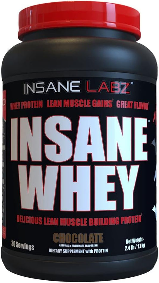 Insane Labz Insane Whey Chocolate Flavor: 100% Muscle-Building Protein with BCAA Amino Profile, Mass Gainer, Meal Replacement - 30 Servings