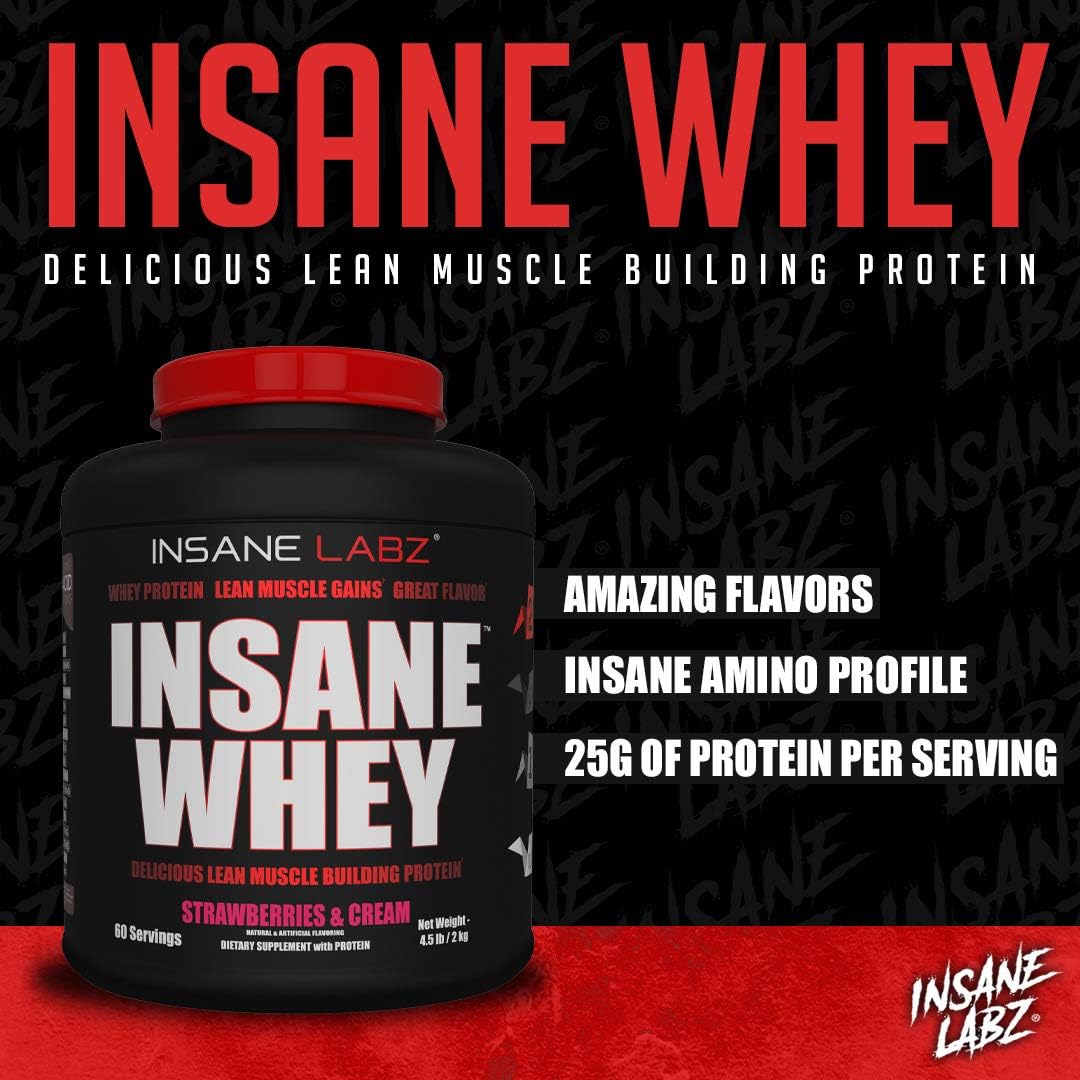 Insane Labz Insane Whey Protein Powder, 100% Muscle Building Formula, Post Workout Recovery, BCAA Amino Profile, Mass Gainer, Meal Replacement, 5lbs, Chocolate Peanut Butter Flavor