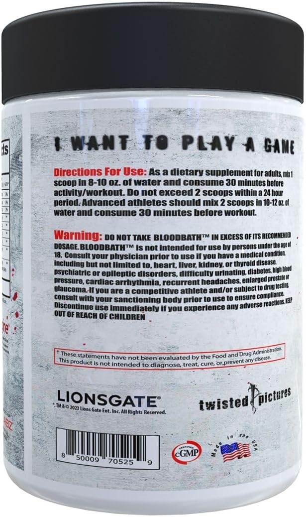 Insane Labz Saw® Bloodbath Non-Stim Pump Pre Workout Powder - Nitrosigine®, OxyGold™, Agmatine Sulfate, L-Citrulline, Betainne Anhydrous - 40 Servings, Watermelon Flavor