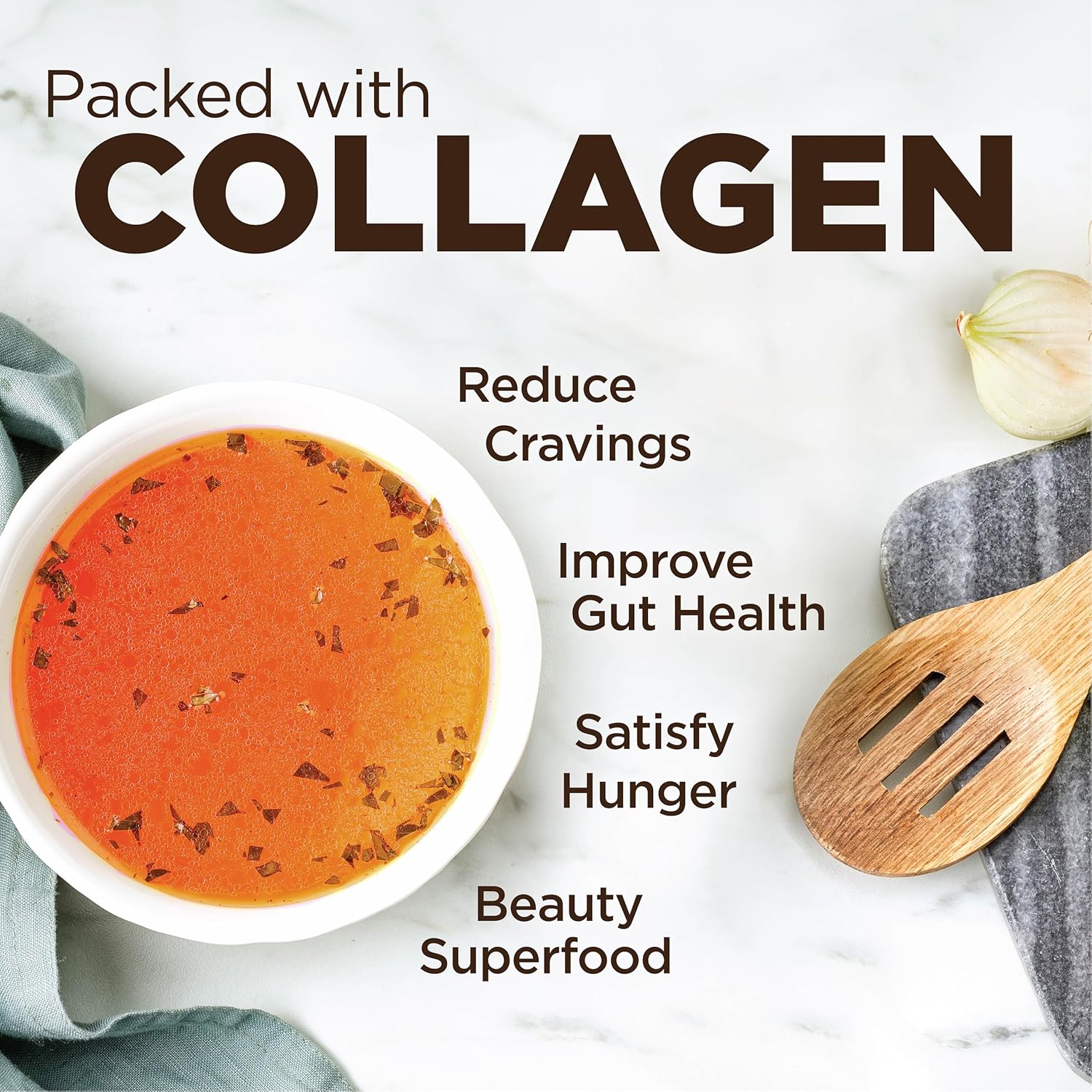 Instant Beef Bone Broth with 10g Protein, Collagen Type III, Promotes Digestion, Bone & Joint Health - 7 Day Plan (7-15g Packets)