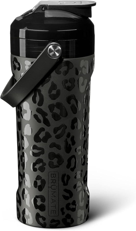 Insulated Stainless Steel Protein Shaker Bottle - 26oz Leakproof Blender Shaker for Gym & Workouts in Onyx Leopard Design