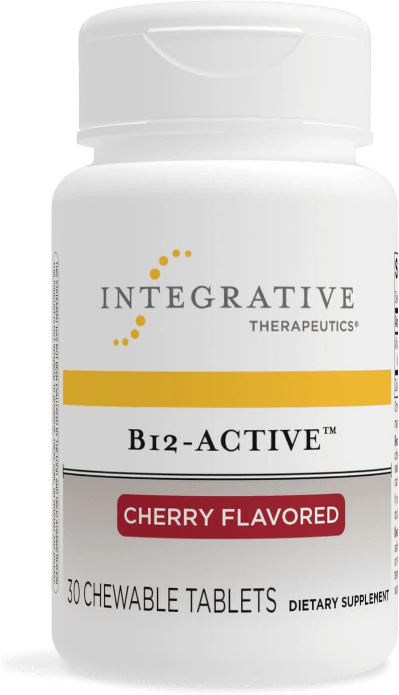 Integrative Therapeutics B12-Active Chewable Tablets with Fast-Absorbing Methylcobalamin in Cherry Flavor - 30 Count