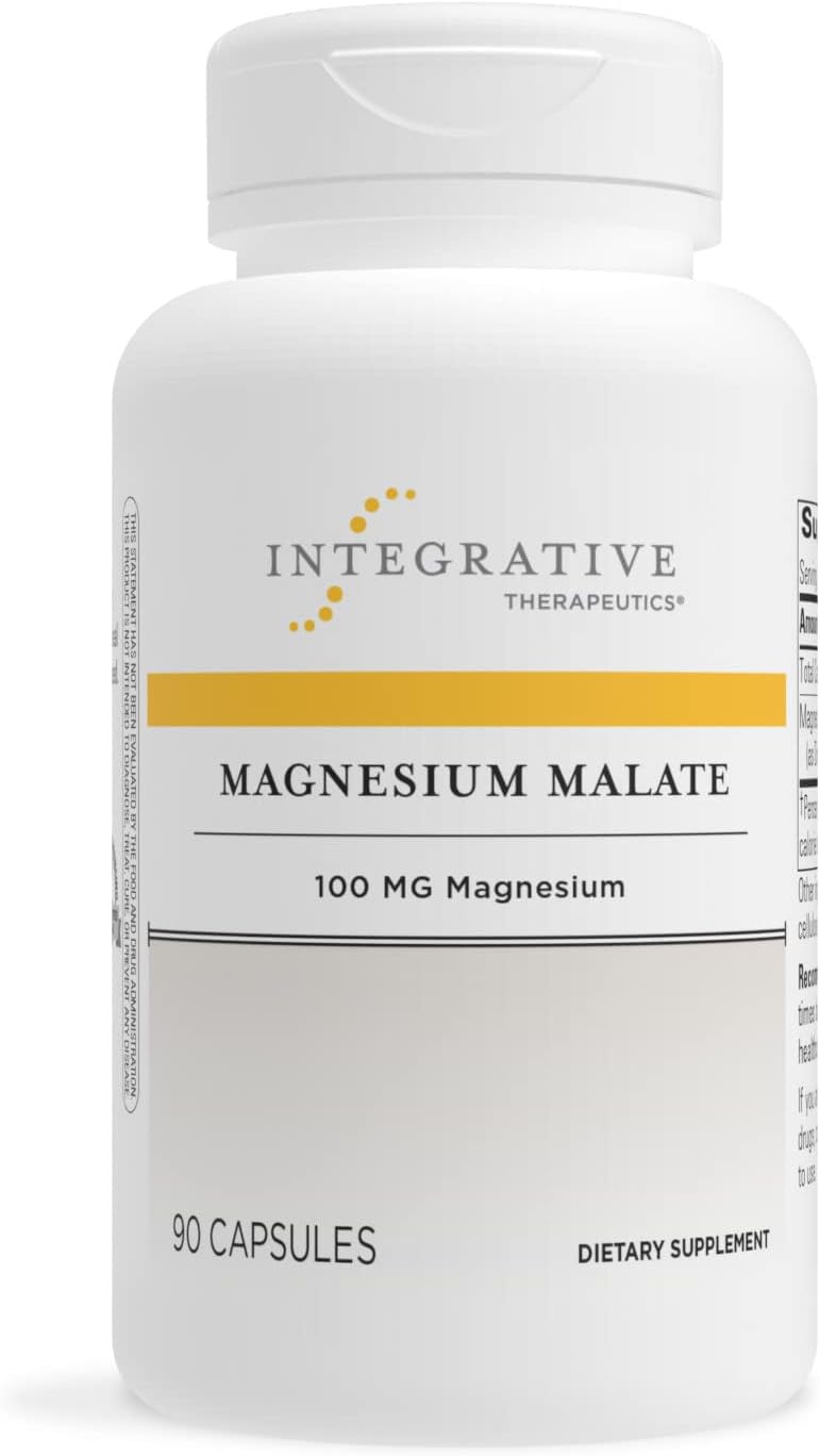 Integrative Therapeutics Magnesium Malate Capsules - Vegan Gluten-Free Mineral Supplement - 100mg Elemental Magnesium - Supports Cellular Metabolism - 90 Count