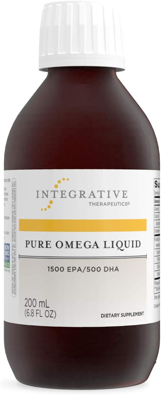 Integrative Therapeutics Pure Omega Liquid - Lemon Flavored Fish Oil Supplement with EPA & DHA - Non-Burp Omega-3 Fish Oil - 6.8 fl oz
