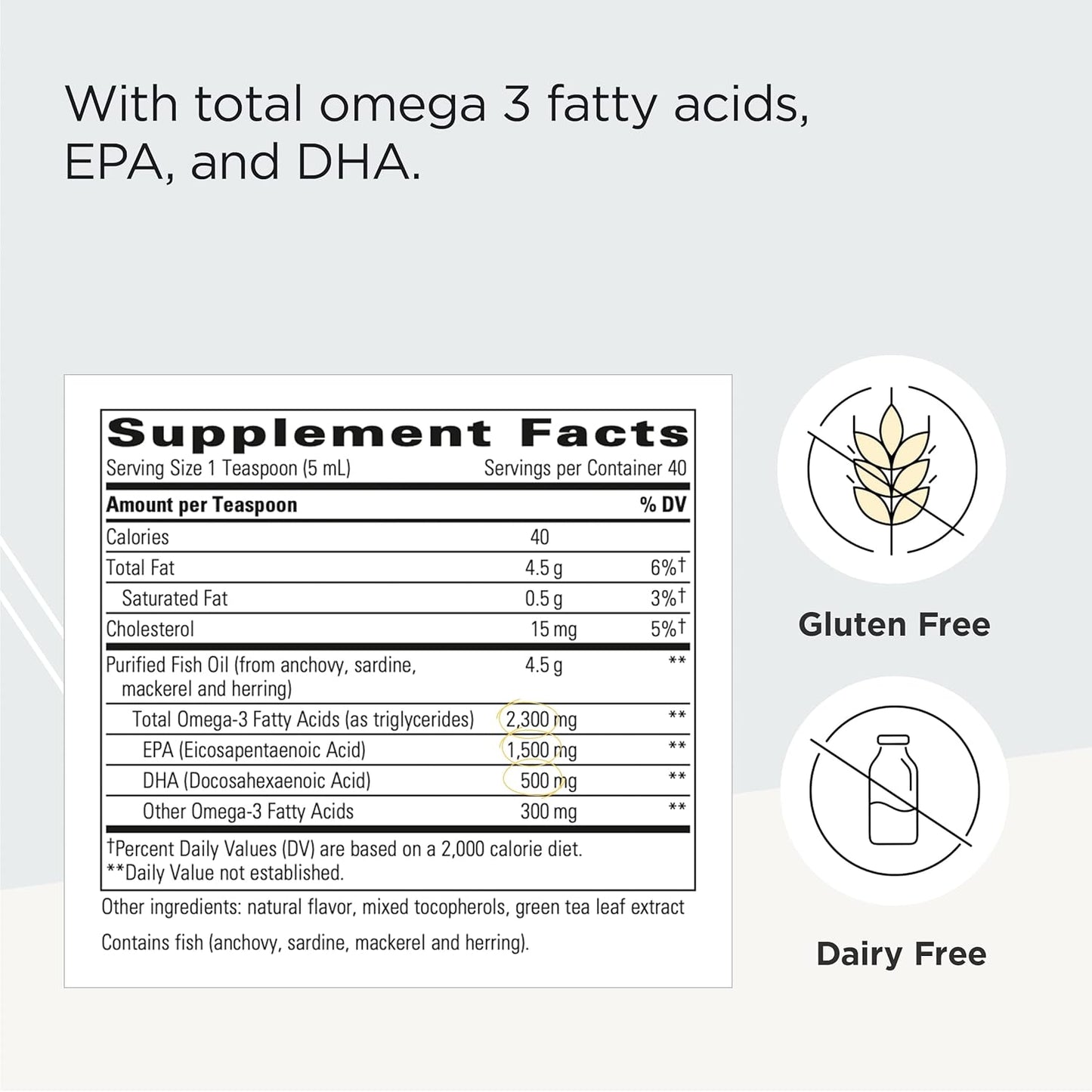 Integrative Therapeutics Pure Omega Liquid - Lemon Flavored Fish Oil Supplement with EPA & DHA - Non-Burp Omega-3 Fish Oil - 6.8 fl oz