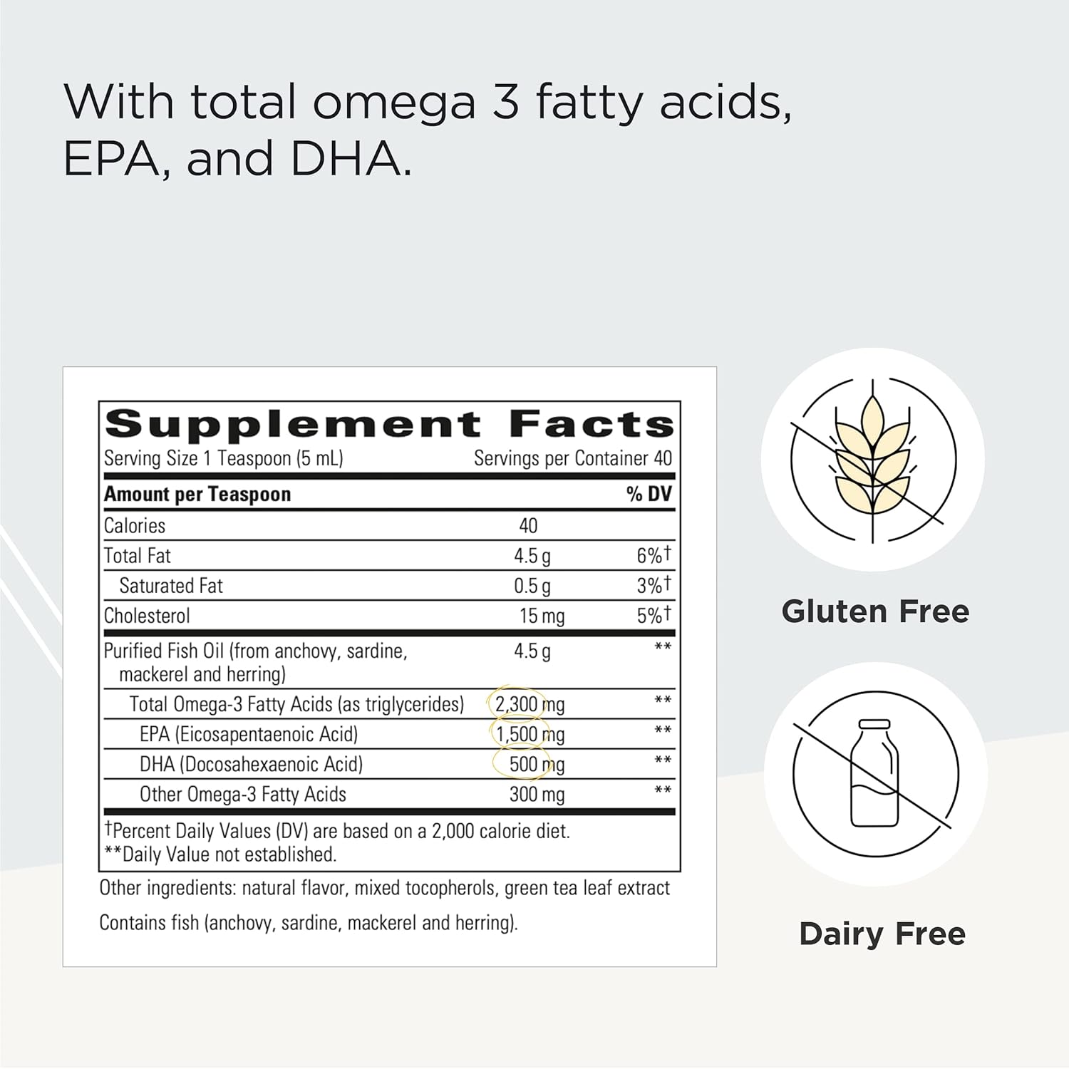 Integrative Therapeutics Pure Omega Liquid - Lemon Flavored Fish Oil Supplement with EPA & DHA - Non-Burp Omega-3 Fish Oil - 6.8 fl oz