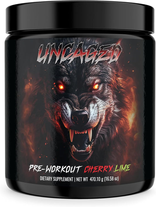 Intense Energy & Focus Pre-Workout Powder with L-Citrulline & Beta-Alanine - Alpha Wolf Uncaged - Cherry Lime Flavor - 30 Servings