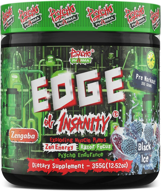 Intense High-Stim Preworkout Powder: Edge of Insanity for Pumps, Strength, Energy, and Focus - Comparable to Famous PWOs