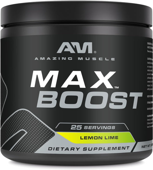 Intense Pre-Workout Supplement for Men & Women | Muscle Max Boost | Contains Creatine, Caffeine, Beta-Alanine | 25 Servings, Lemon Lime Flavor
