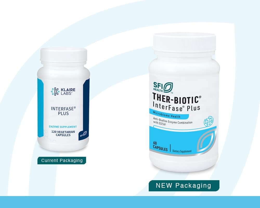 Interfase Plus Enzyme Combination with EDTA - Supports Gastrointestinal Health, Gut Flora, Biofilm Disruption, and Detox - 60 Capsules