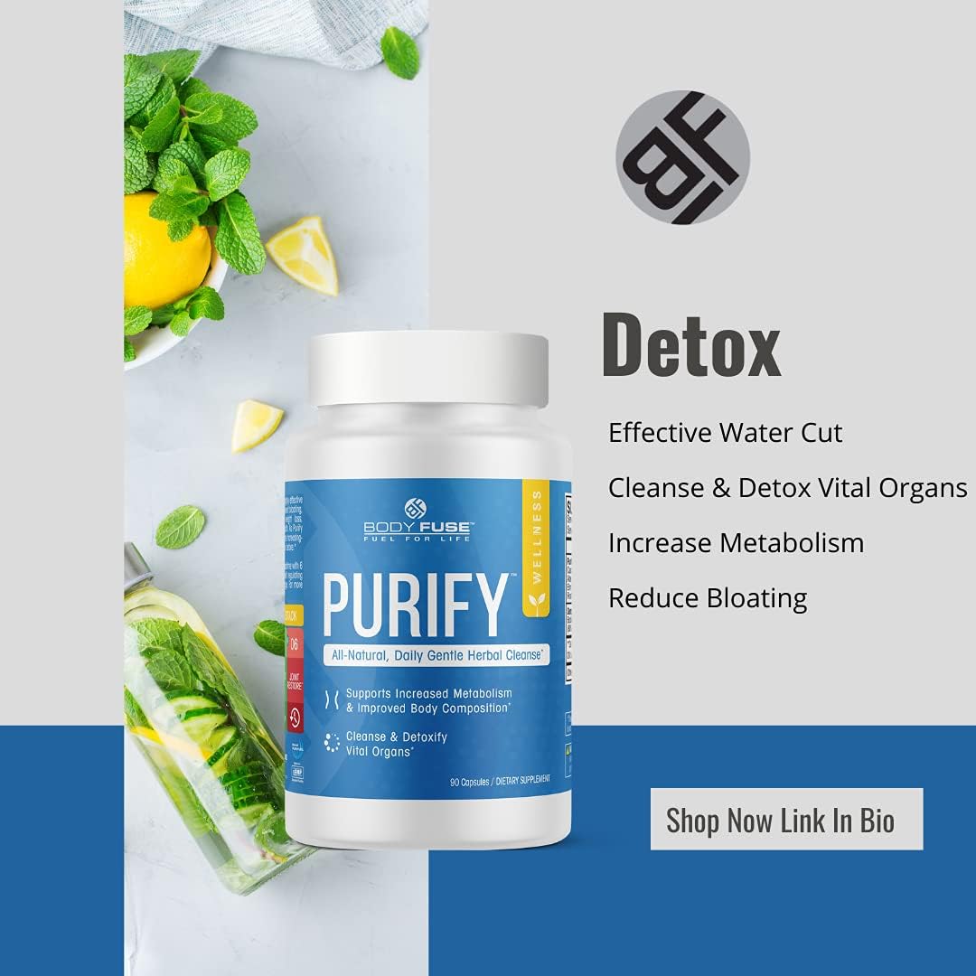 Internal Organ Detox Cleanse Supplement | Body Fuse Purify | All Natural | 45 Servings 90 Capsules