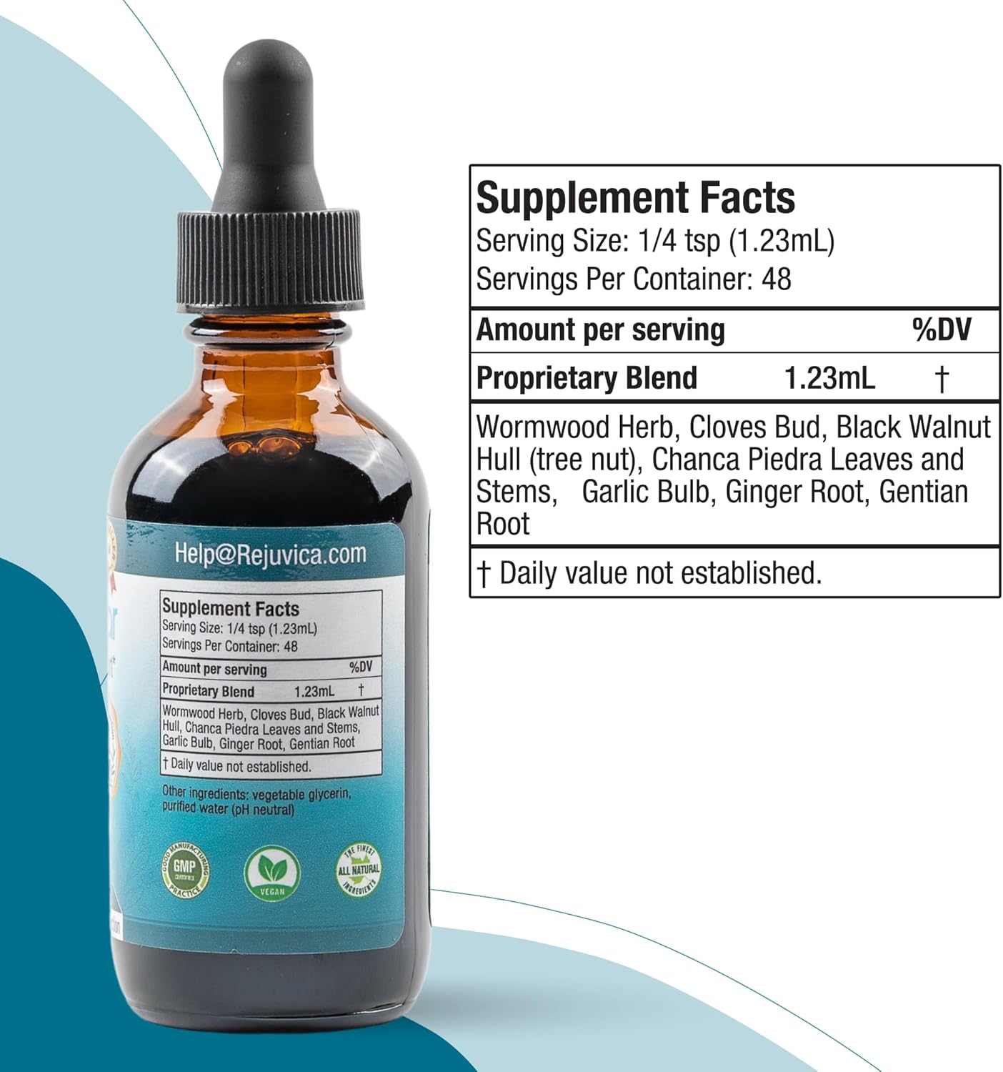 IntestiClear by Rejuvica Health - Liquid Intestinal Support Supplement with Wormwood, Cloves, Black Walnut, Garlic - Advanced Formula for Better Absorption