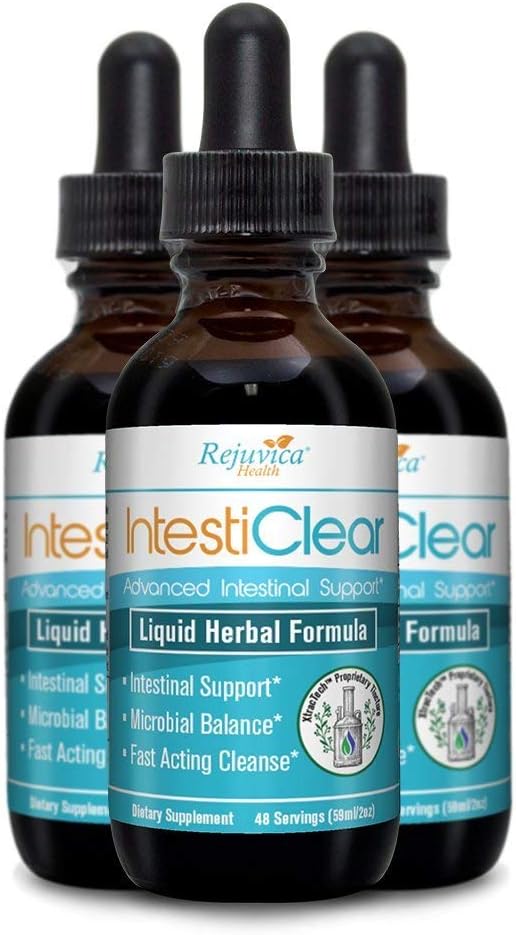 IntestiClear by Rejuvica Health: Herbal Liquid Intestinal Cleanse with Liver Support - Fast Absorption Formula with Wormwood, Black Walnut, Ginger