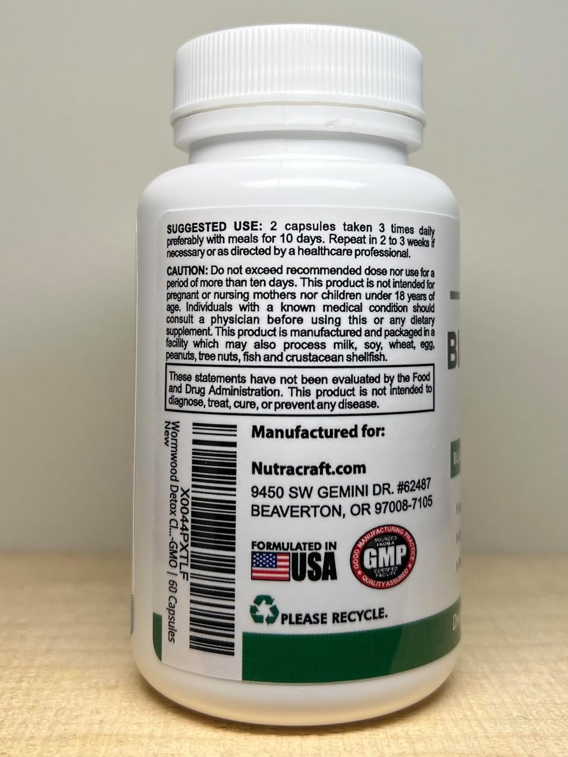 Intestinal Guard Detox Cleanse Supplement with Black Walnut, Wormwood, Clove, PAU D'Arco, Pumpkin Seed, Garlic, Zinc | 60 Capsules by Nutracraft
