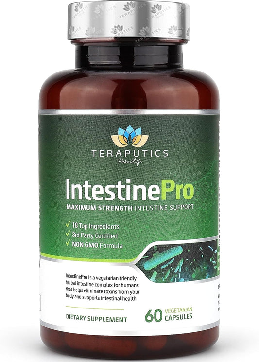 IntestinePro: Premium Non-GMO Intestine Support with Wormwood, Black Walnut, Echinacea & More - 60 Capsules