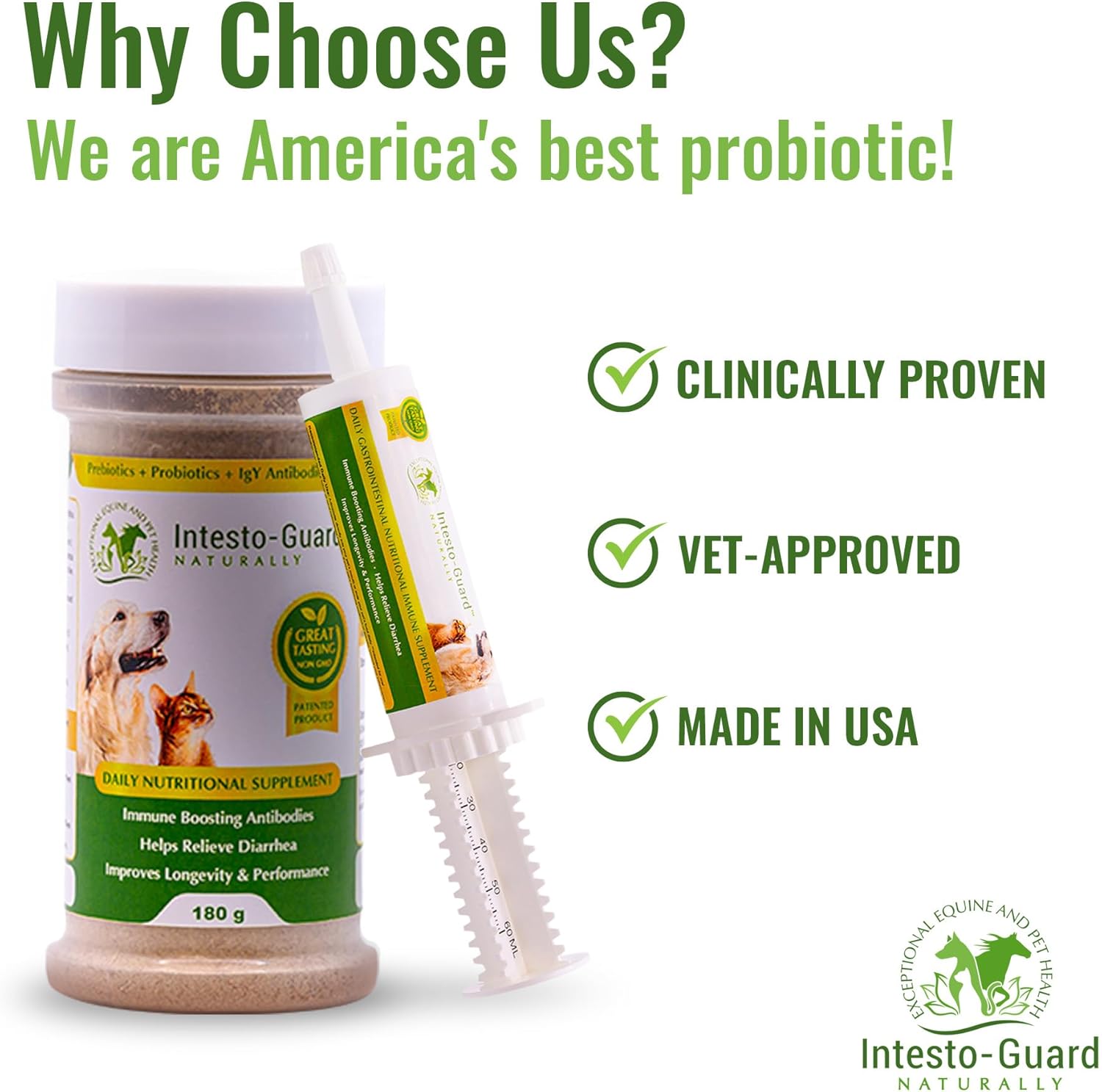 Intesto-Guard Probiotic Powder for Dogs & Cats - Prebiotic & Probiotics for Bowel, Digestive & Immune Support - 90 Day Supply - All-Natural