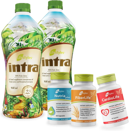 Intra Lifestyles Better Together Kit: Herbal Cleanse Detox Drink & Immune Support Supplements with 23 Botanical Extracts from Canada