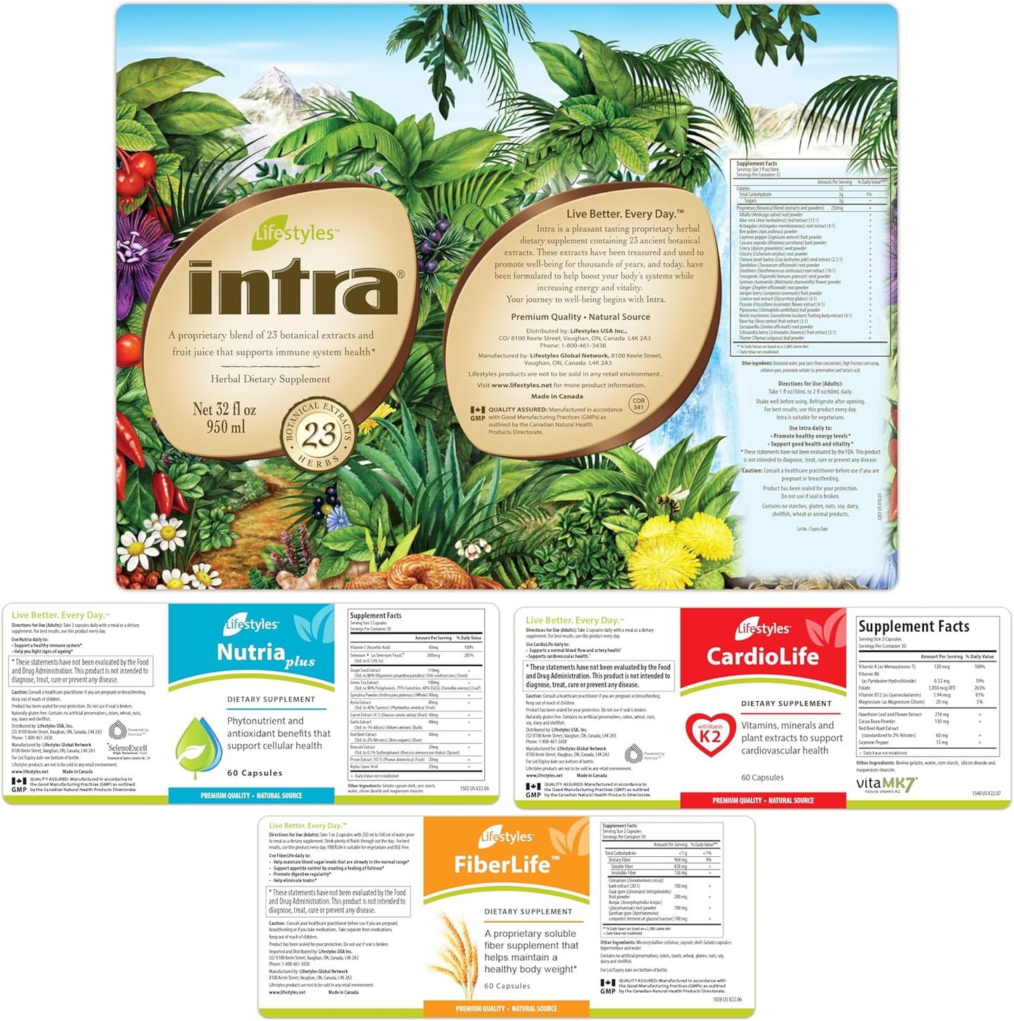 Intra Lifestyles Better Together Kit: Herbal Cleanse Detox Drink & Immune Support Supplements with 23 Botanical Extracts from Canada