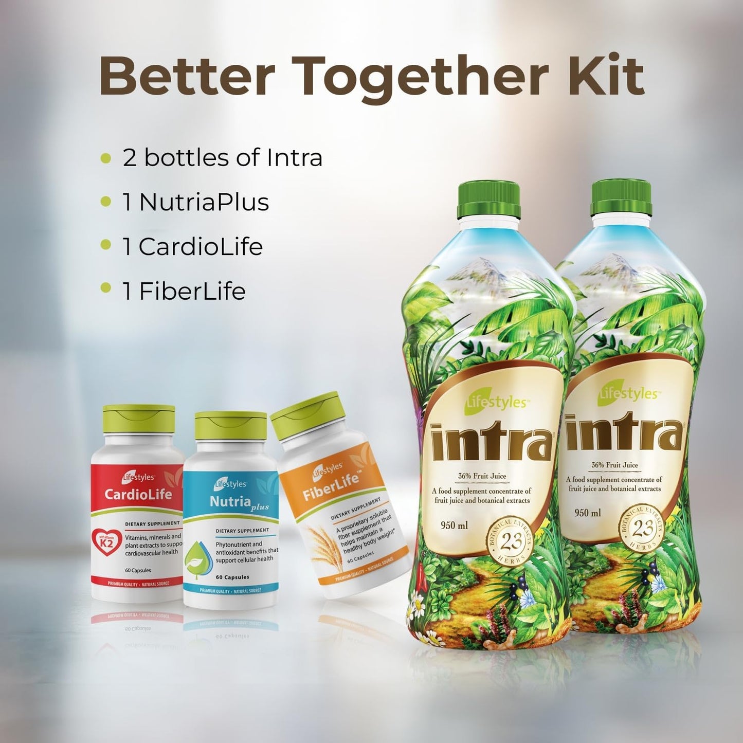 Intra Lifestyles Better Together Kit: Herbal Cleanse Detox Drink & Immune Support Supplements with 23 Botanical Extracts from Canada