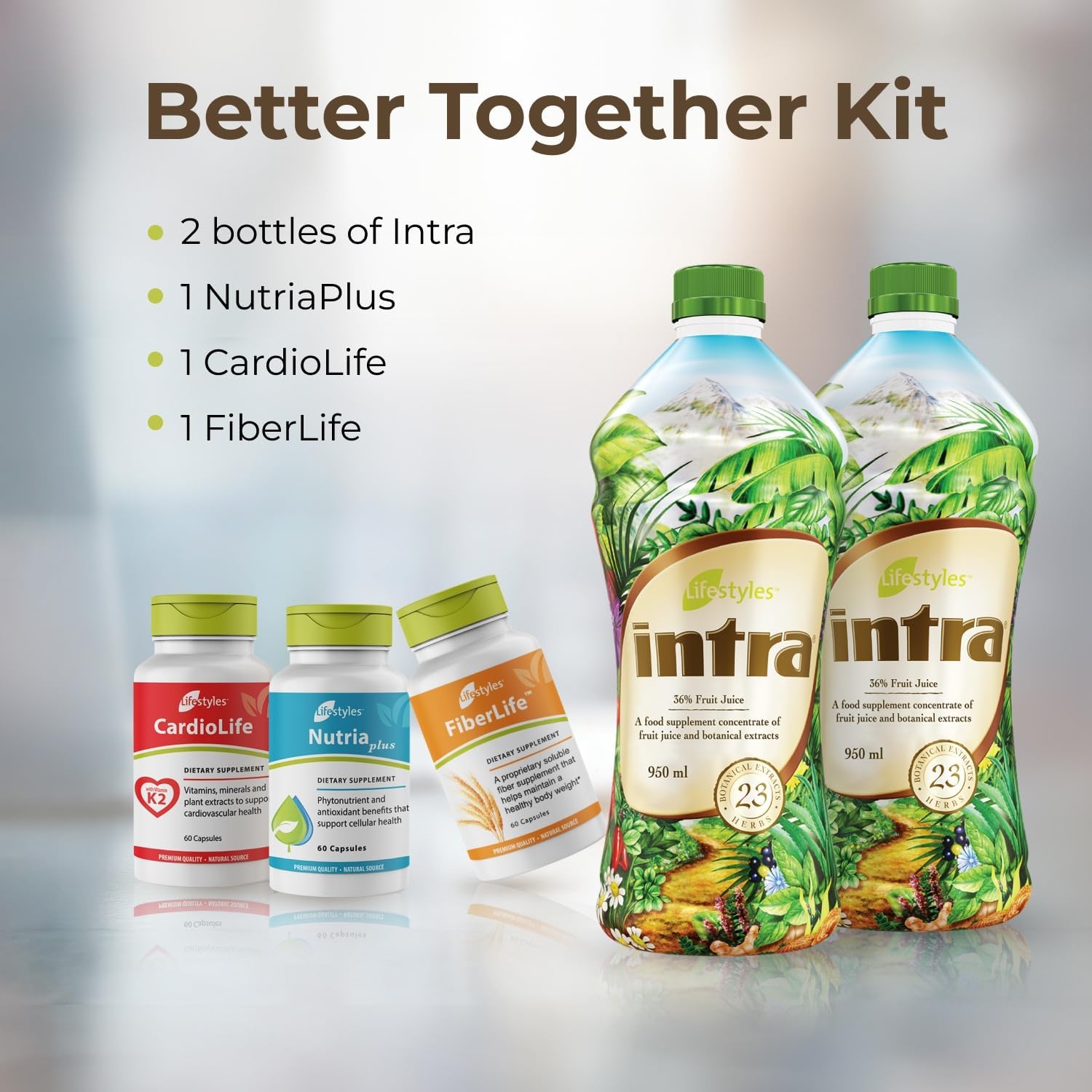 Intra Lifestyles Better Together Kit: Herbal Cleanse Detox Drink & Immune Support Supplements with 23 Botanical Extracts from Canada