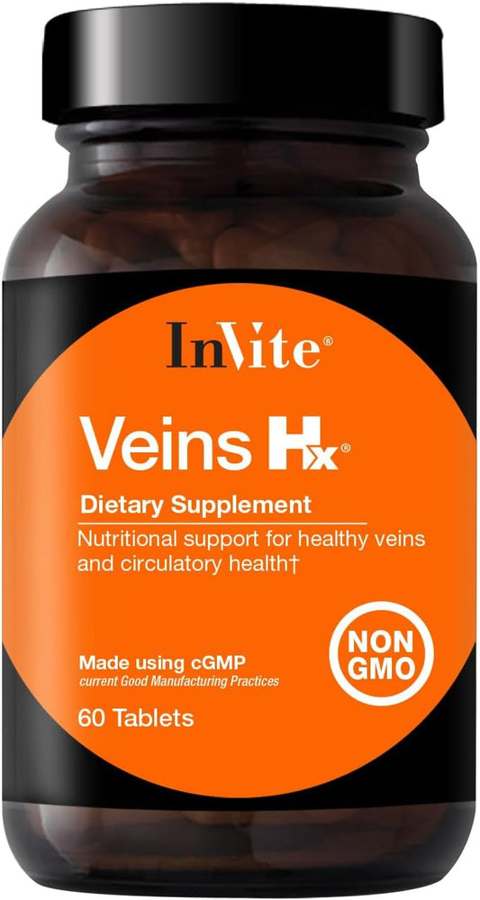 InVite Health Veins Hx® - Vitamin C, Citrus Bioflavonoids, Horse Chestnut, Gotu Kola, Bilberry - 60 Tablets (2-Pack) for Circulatory Health