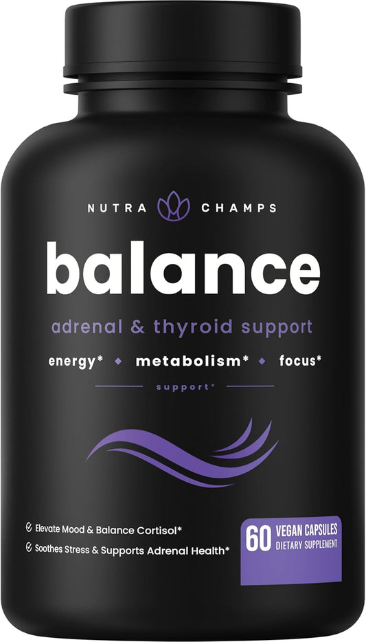 Iodine & Ashwagandha Thyroid & Adrenal Support Supplement for Energy, Metabolism, and Stress Relief - 2-in-1 Formula for Men & Women