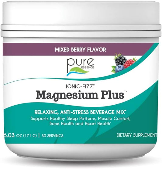Ionic Fizz Magnesium Plus Drink Powder - Mixed Berry Flavor, 6.03oz - Anti-Stress Supplement, Gluten Free, Non-GMO