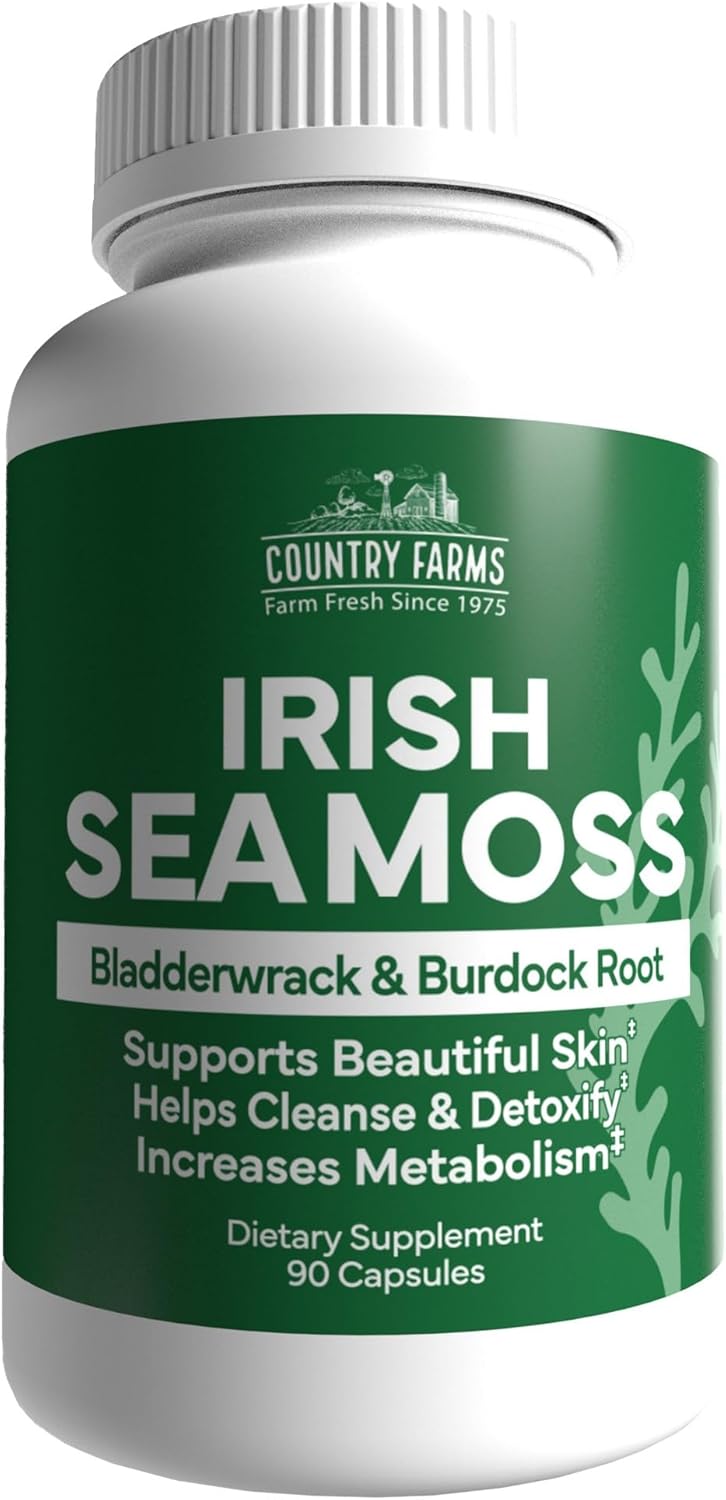 Irish Sea Moss Capsules for Healthy Skin, Immune Support, and Natural Energy - 90 Capsules with Burdock Root and Bladderwrack