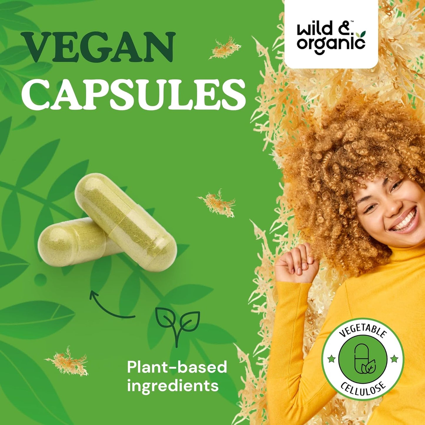 Irish Sea Moss Complex Capsules with Bladderwrack & Burdock Root - 180 Vegan Organic Seamoss for Well-Being