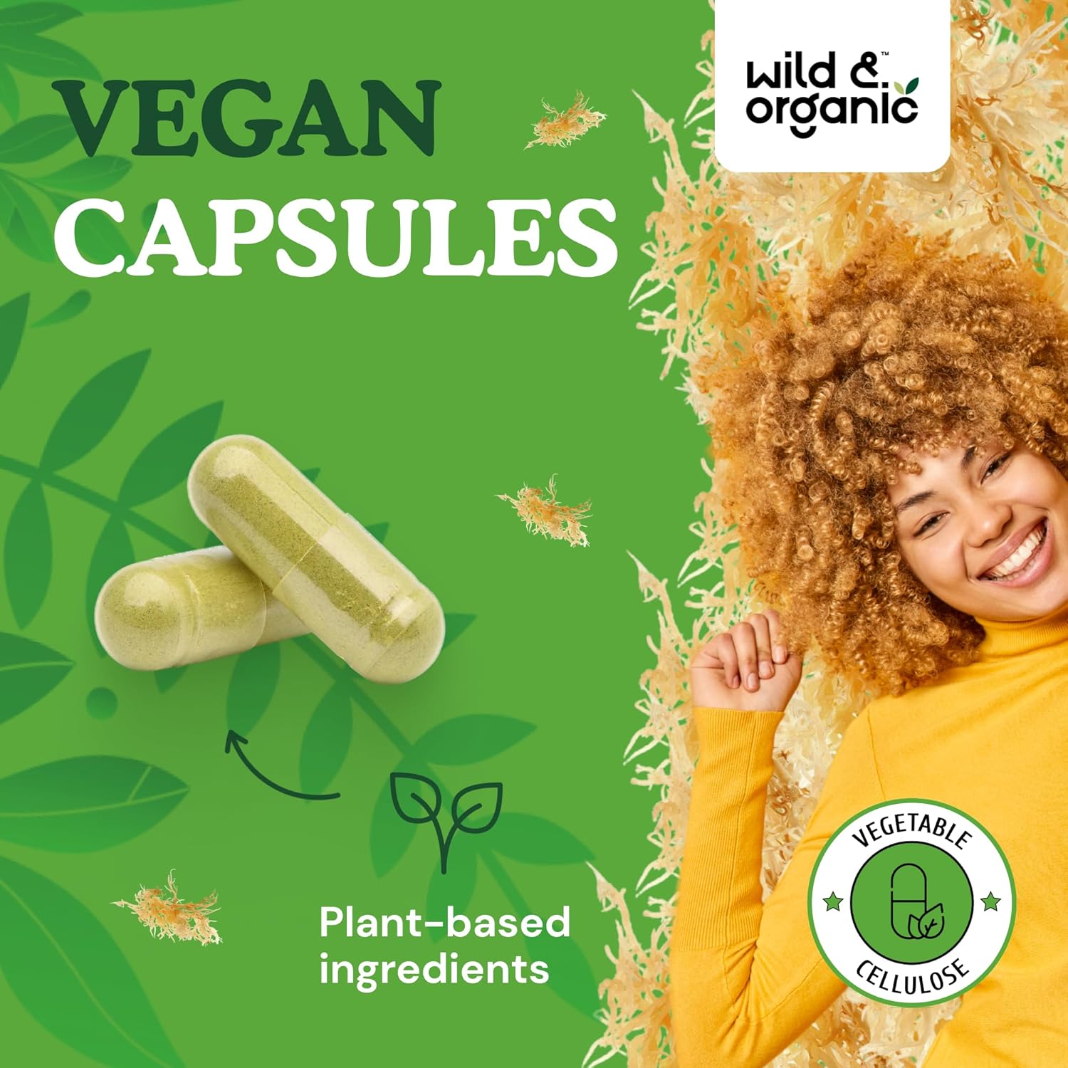 Irish Sea Moss Complex Capsules with Bladderwrack & Burdock Root - 180 Vegan Organic Seamoss for Well-Being