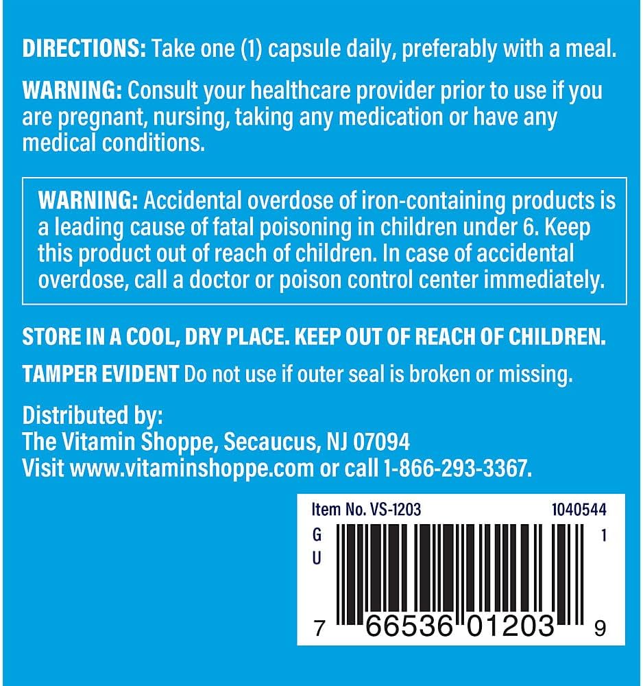 Iron 28MG Capsules - Essential Mineral for Immune Health & Energy Production - Highly Absorbable Form - Daily Supplement (300 Count)