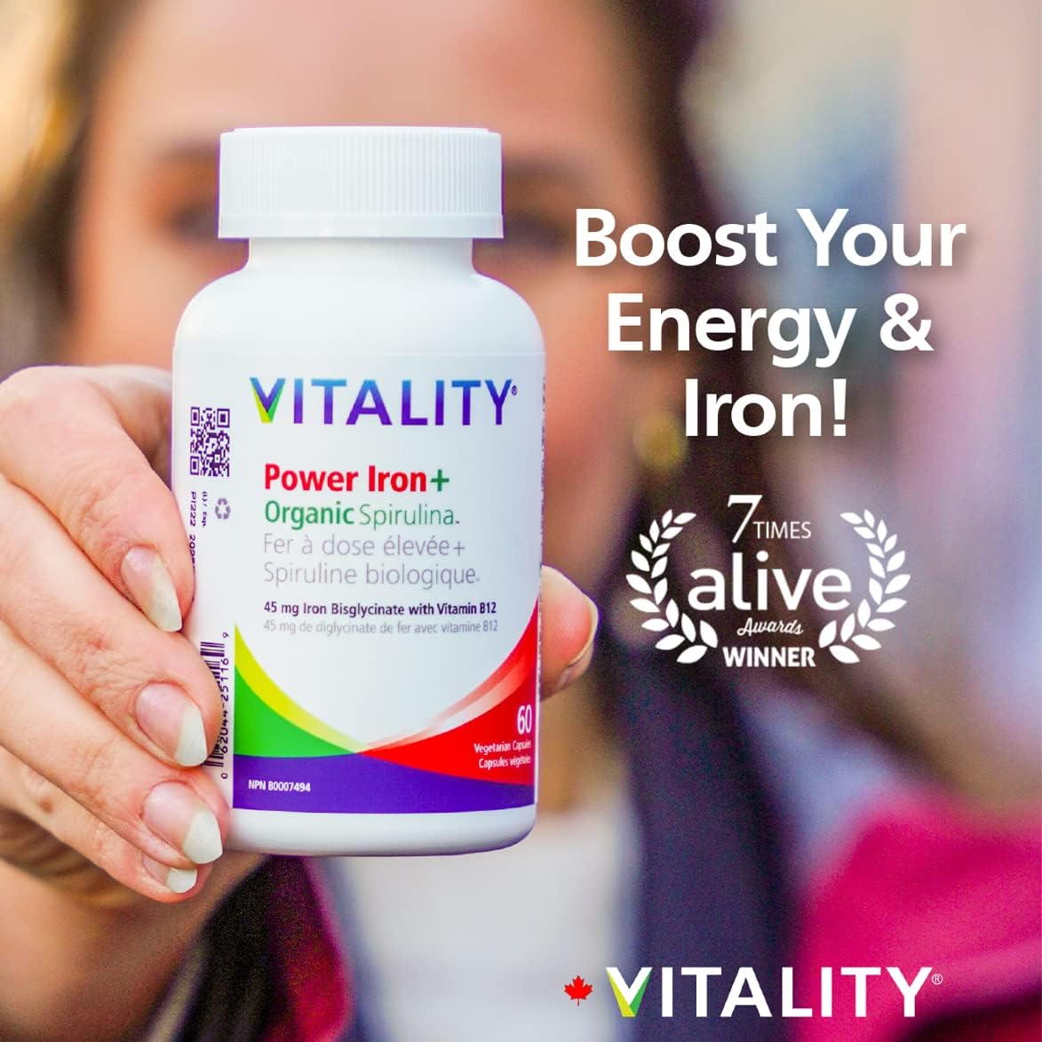 Iron and Spirulina Supplement - 60 Tablets for Energy and Vitality Boost