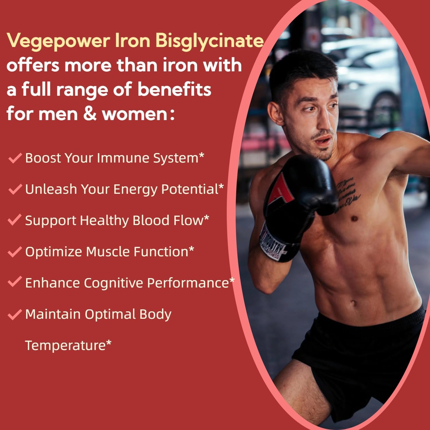 Iron Bisglycinate 30mg Vegan Supplement for Anemia, High Absorption - Chelated with Vitamin C, B12, Folic Acid - 60 Capsules - Gluten-Free, Non-GMO - Men & Women's Iron Pills